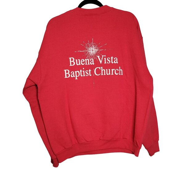 Vintage 1998 Lee XL Red "Sing Glory God Jesus Is Born" Baptist Church Sweatshirt - Picture 2 of 6